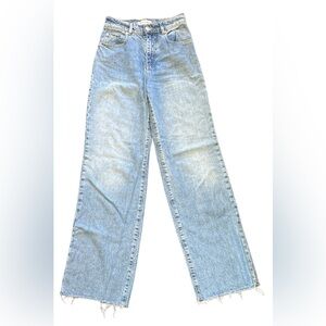 Pinko Denim Blue Flare Wide Leg Jeans with Distressed Look